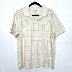 Van Heusen Flex Classic Fit Cream Plaid Polo Shirt Large